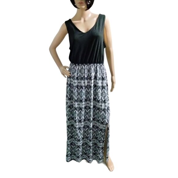 Faded Glory Double V-Neck Sleeveless Side Split Maxi Dress Size XL (16-18) - Picture 2 of 7